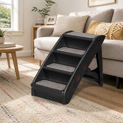 Dog Ramp Steps For Bed Sofa Car Pet Stairs Ladder Portable Foldable Black