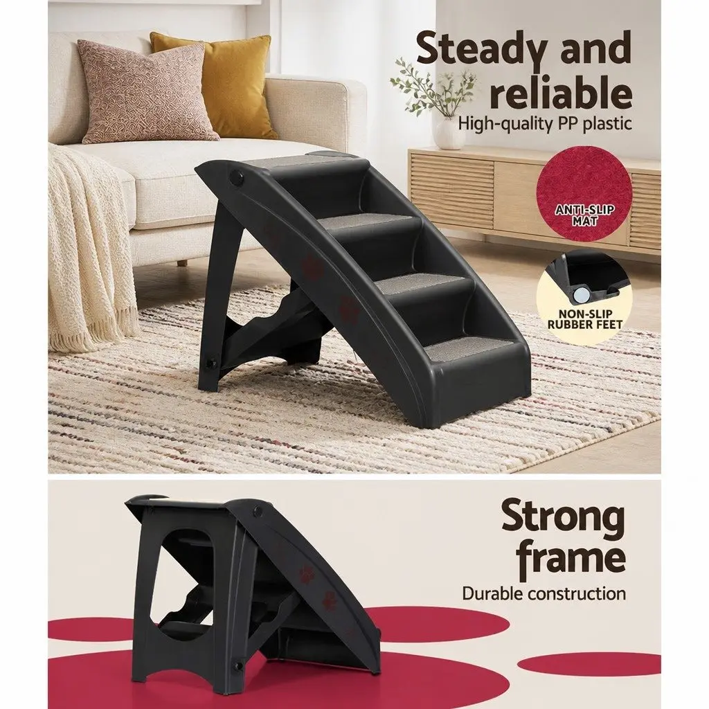 Dog Ramp Steps For Bed Sofa Car Pet Stairs Ladder Portable Foldable Black