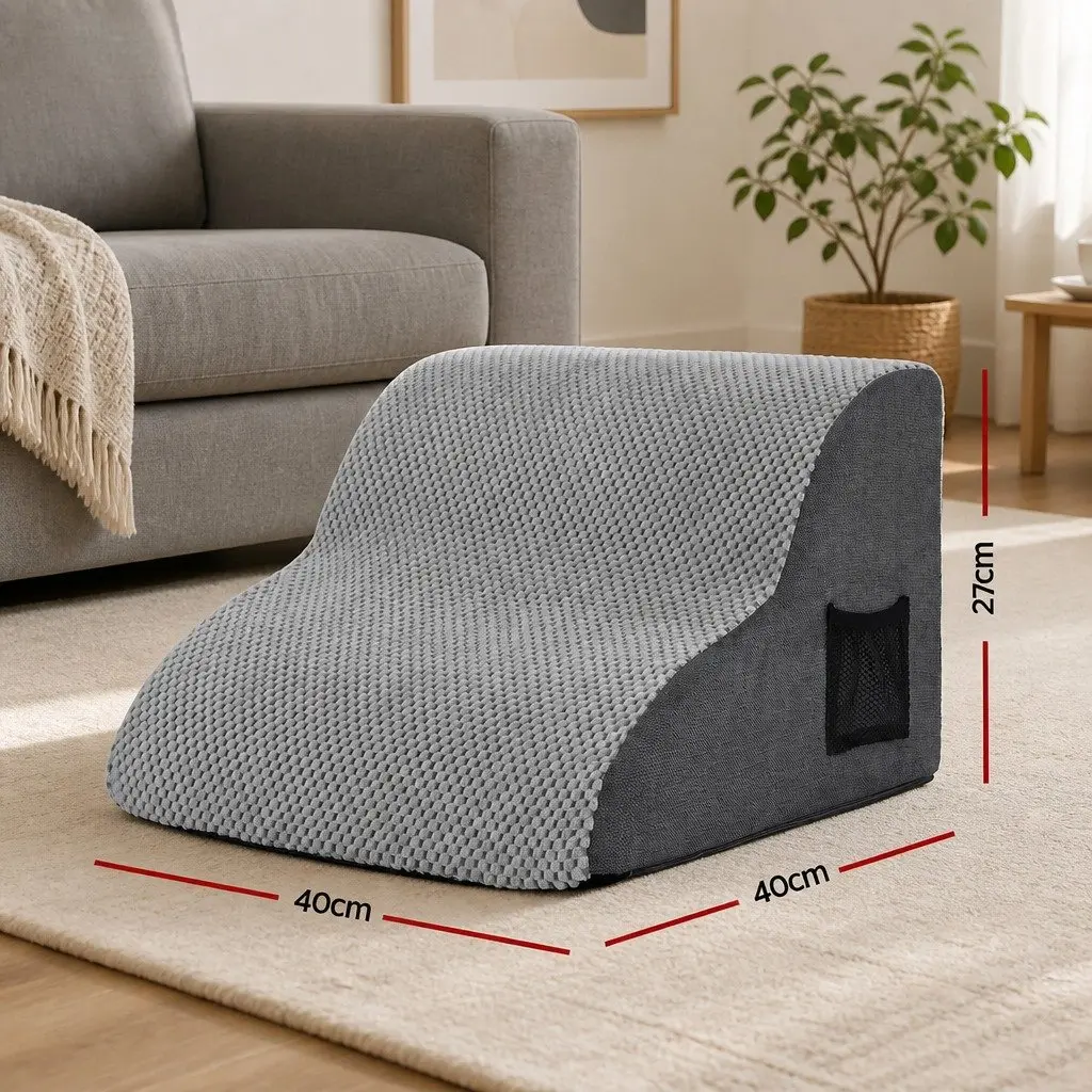 Dog Ramp Non-Slip Foam 2 Steps Grey