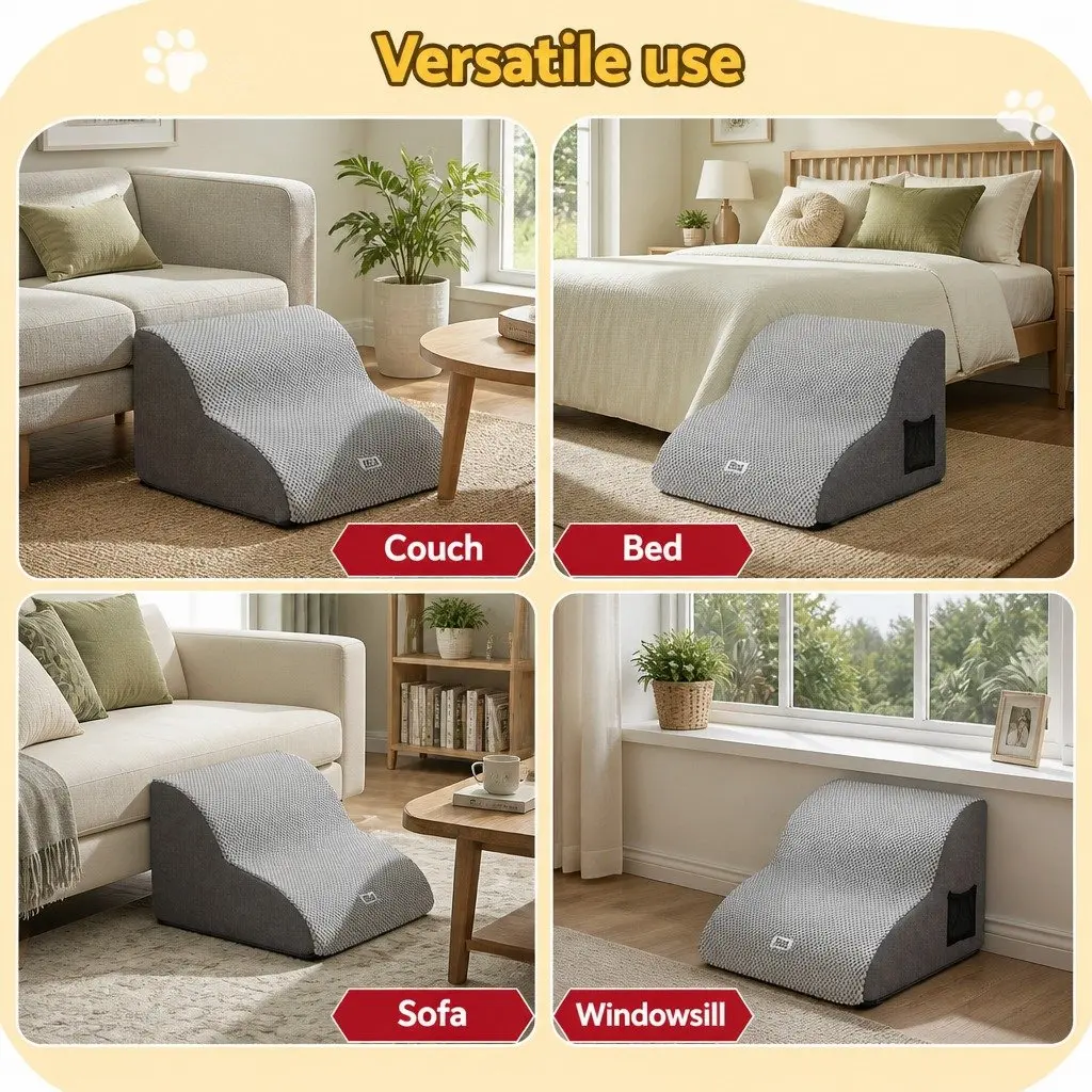 Dog Ramp Non-Slip Foam 2 Steps Grey
