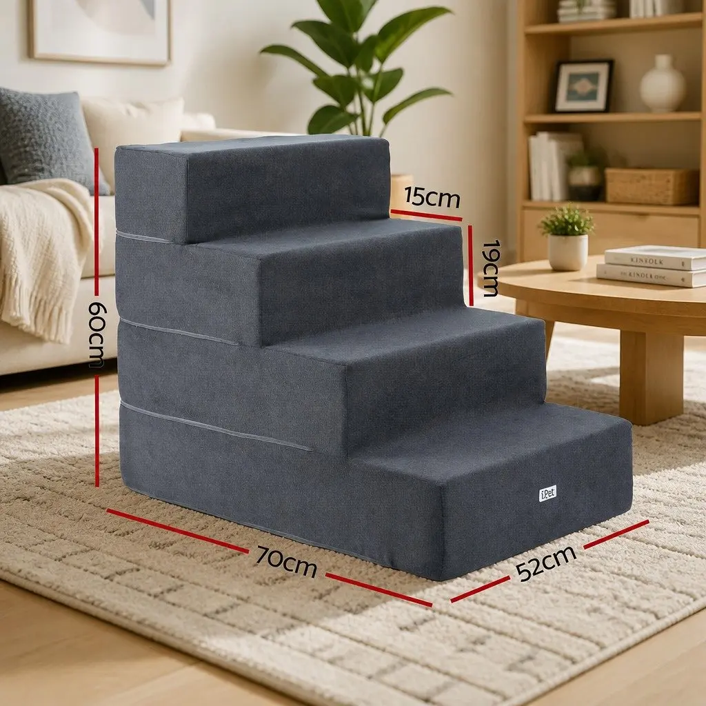 Dog Ramp Pet Stairs 4 Steps Foam Portable Sofa Bed Ladder Cat Steps Non-Slip