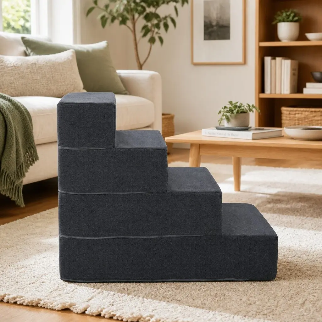 Dog Ramp Pet Stairs 4 Steps Foam Portable Sofa Bed Ladder Cat Steps Non-Slip