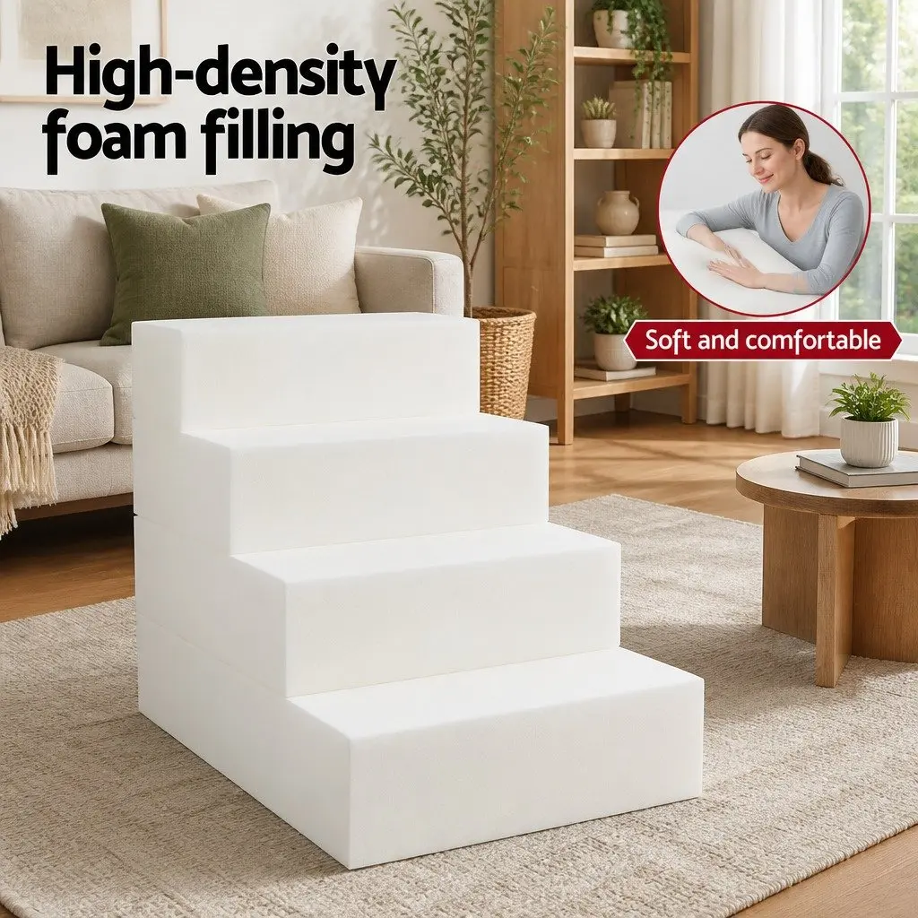 Dog Ramp Pet Stairs 4 Steps Foam Portable Sofa Bed Ladder Cat Steps Non-Slip