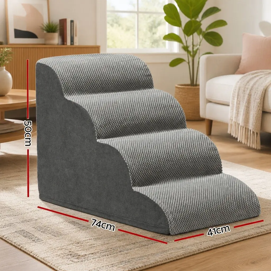 Dog Steps Ramp Foam 4 Tier Portable Indoor Grey