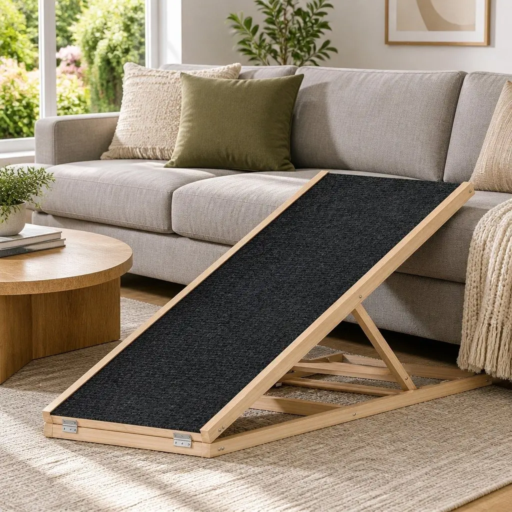 Dog Ramp Steps Adjustable Height 100cm Wooden Foldable Pet Stairs