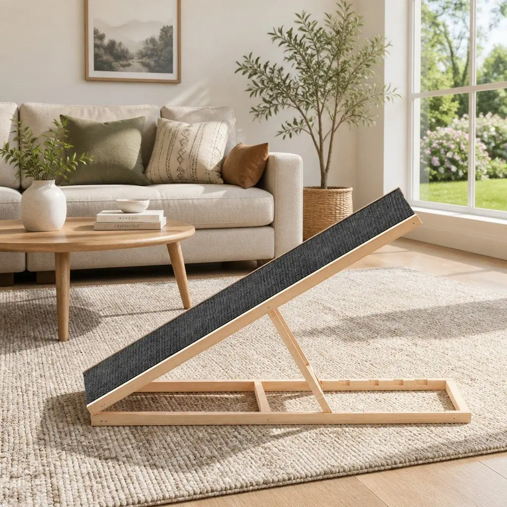 Dog Ramp Steps Adjustable Height 100cm Wooden Foldable Pet Stairs