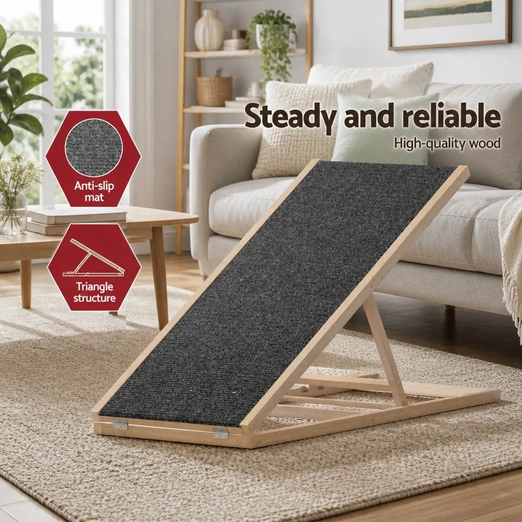 Dog Ramp Steps Adjustable Height 100cm Wooden Foldable Pet Stairs