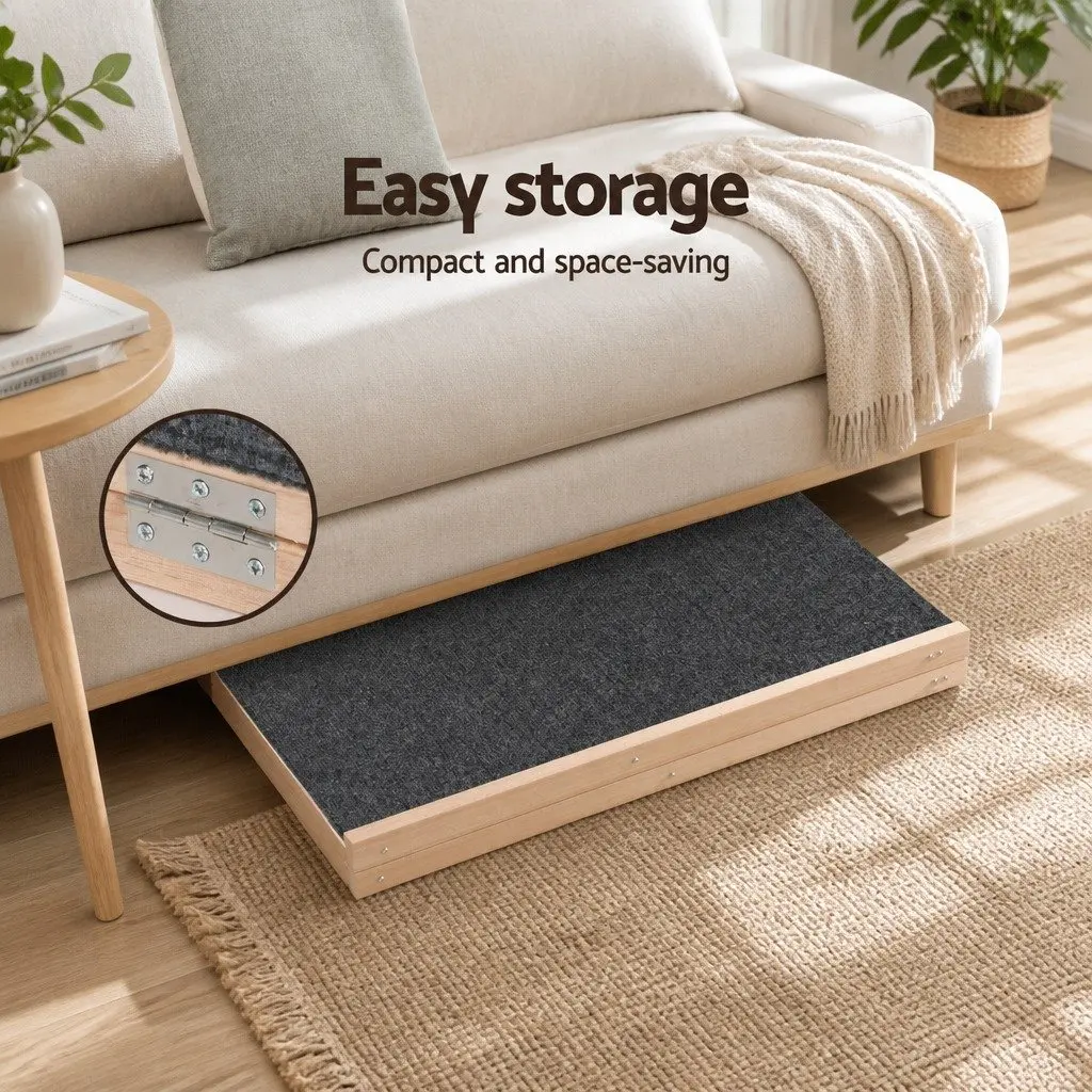 Dog Ramp Adjustable Height 70cm Wooden Foldable Pet Stairs for Bed Sofa Car