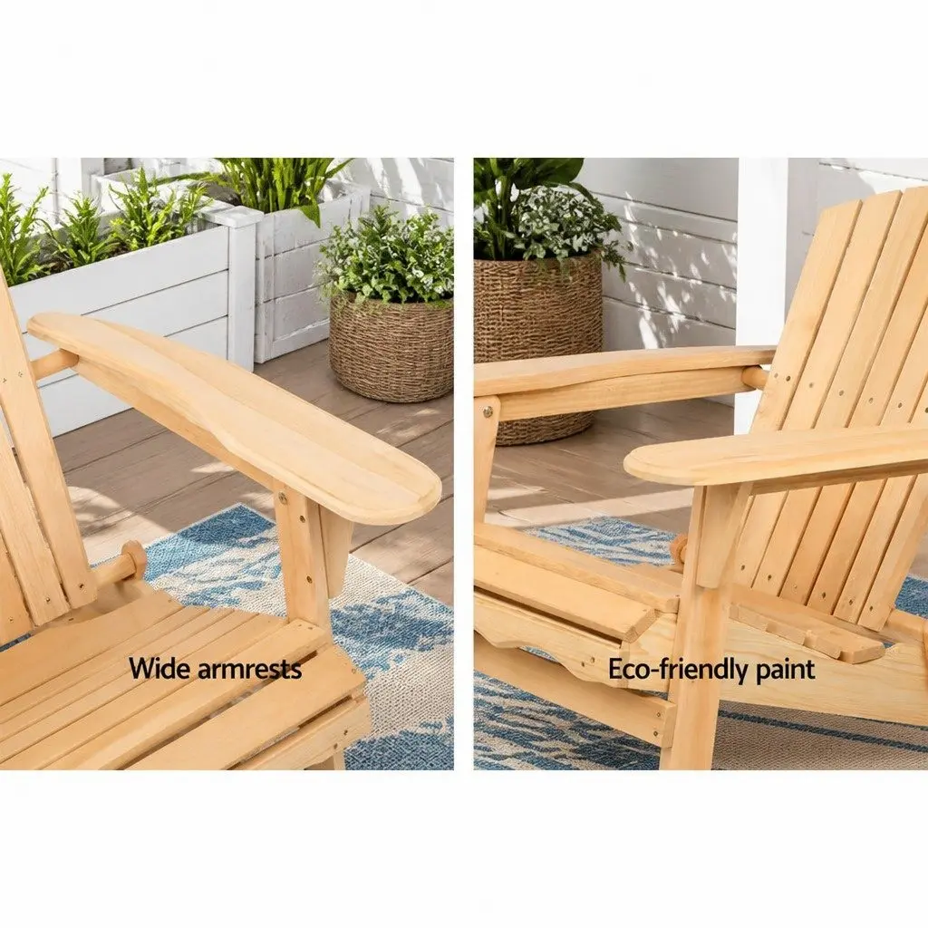 Adirondack Outdoor Chairs Wooden Foldable Beach Garden Set of 2