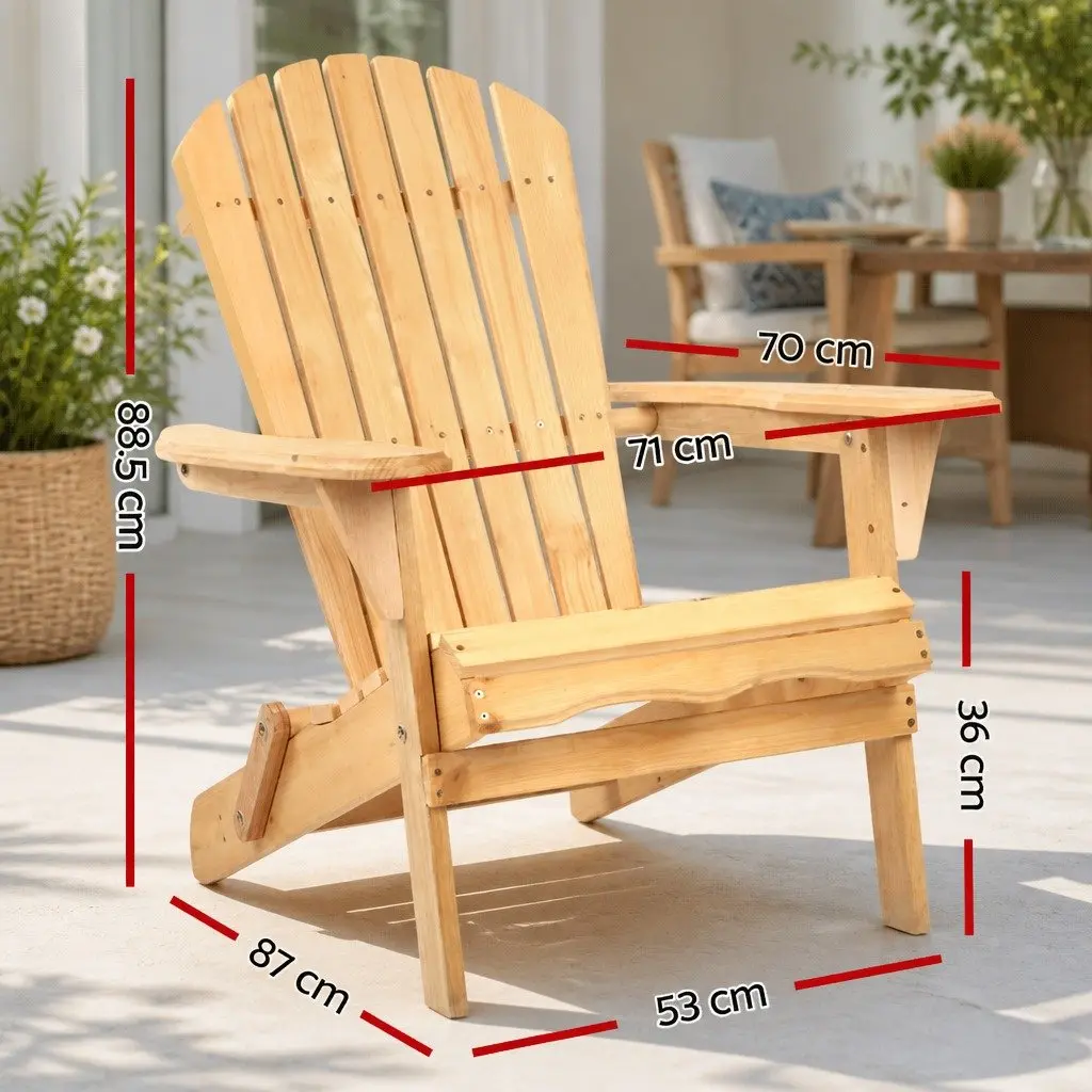 Adirondack Outdoor Chair Wooden Foldable Portable High Back Extra Wide Armrests