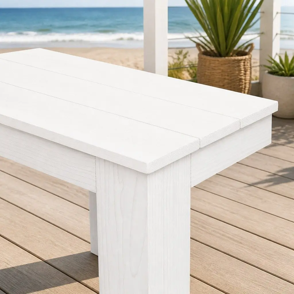 3 Piece Adirondack Outdoor Lounge Set Wooden Chairs Ottoman Side Table White