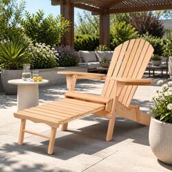 Adirondack Outdoor Chair Wooden Sun Lounge Patio Furniture Garden Foldable
