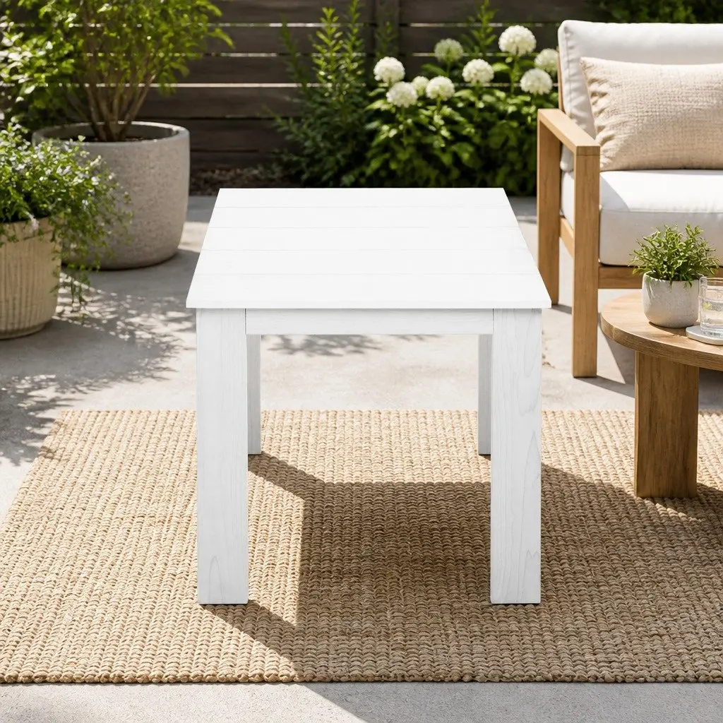 Wooden Side Table Square White Outdoor Furniture 44.6 x 44.6 x 40.5 cm