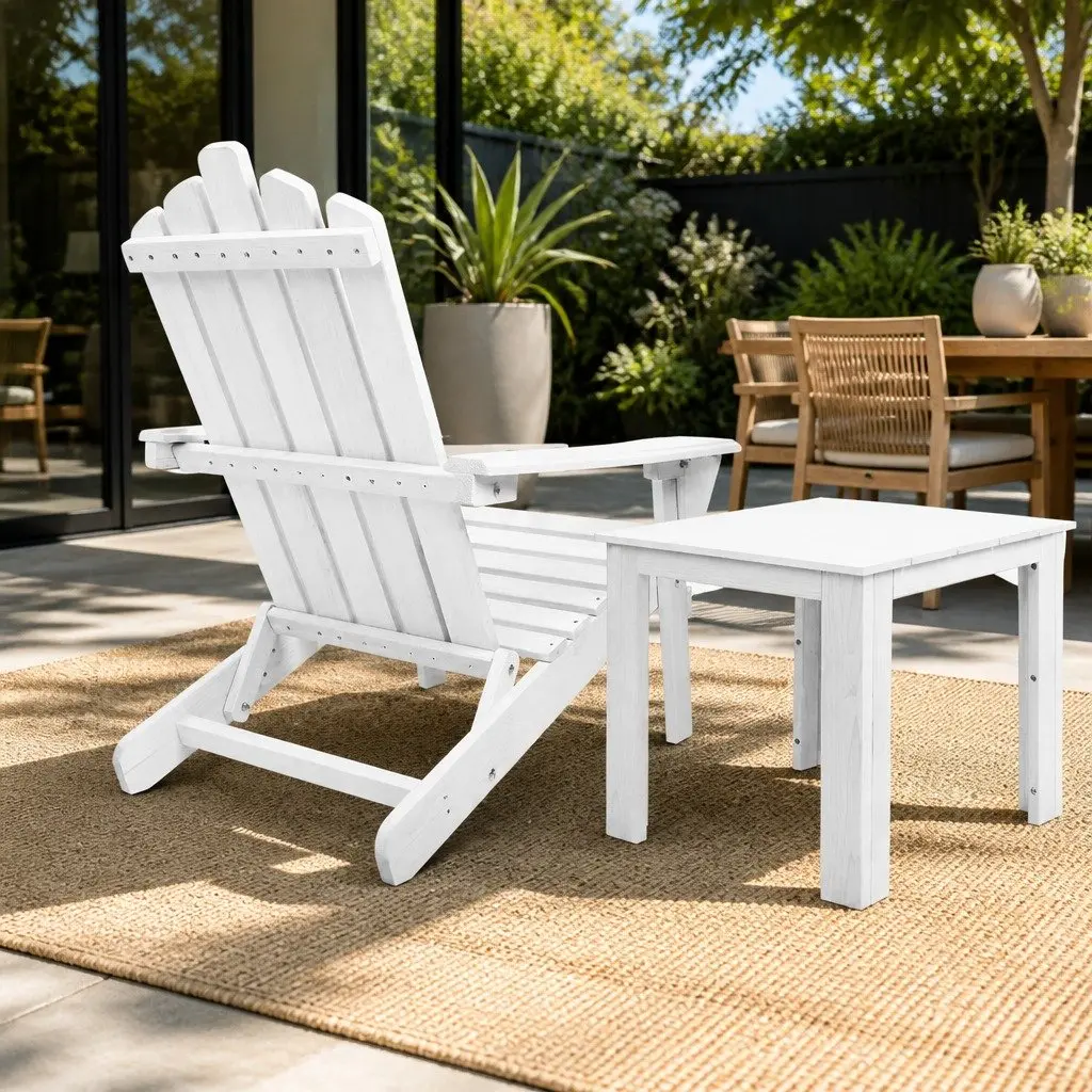 Wooden Side Table Square White Outdoor Furniture 44.6 x 44.6 x 40.5 cm