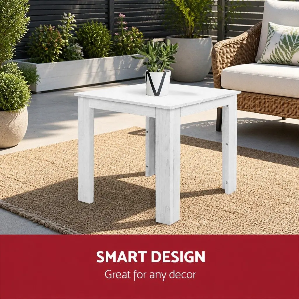 Wooden Side Table Square White Outdoor Furniture 44.6 x 44.6 x 40.5 cm
