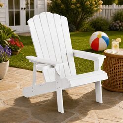 Outdoor Adirondack Chair HDPE Lounge Beach Patio Garden Furniture White Sun