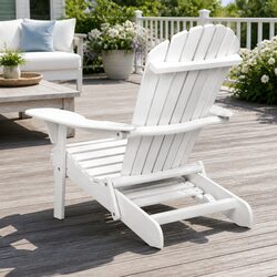 Adirondack Outdoor Chair Wooden Foldable Beach Patio Lounge Furniture White