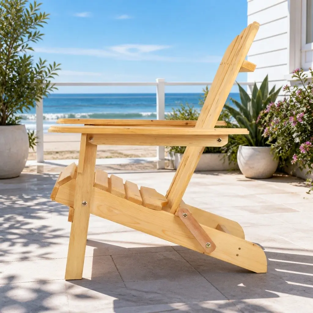 Adirondack Outdoor Table and Chairs Set Wooden Foldable 3 Piece