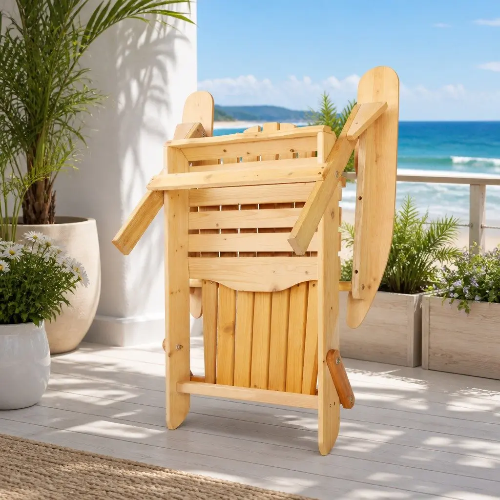 Adirondack Outdoor Table and Chairs Set Wooden Foldable 3 Piece