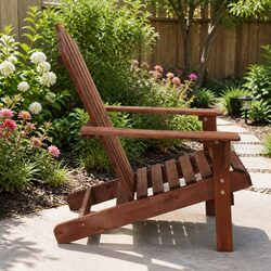 Adirondack Outdoor Chair Wooden Patio Garden Furniture Brown Fir Wood Lounge