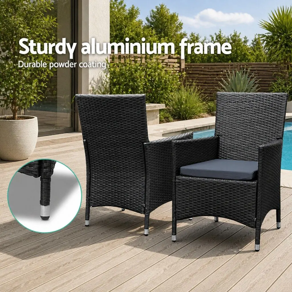 9 Piece Wicker Lounge Chairs and Table Outdoor Dining Set Black Garden Furniture