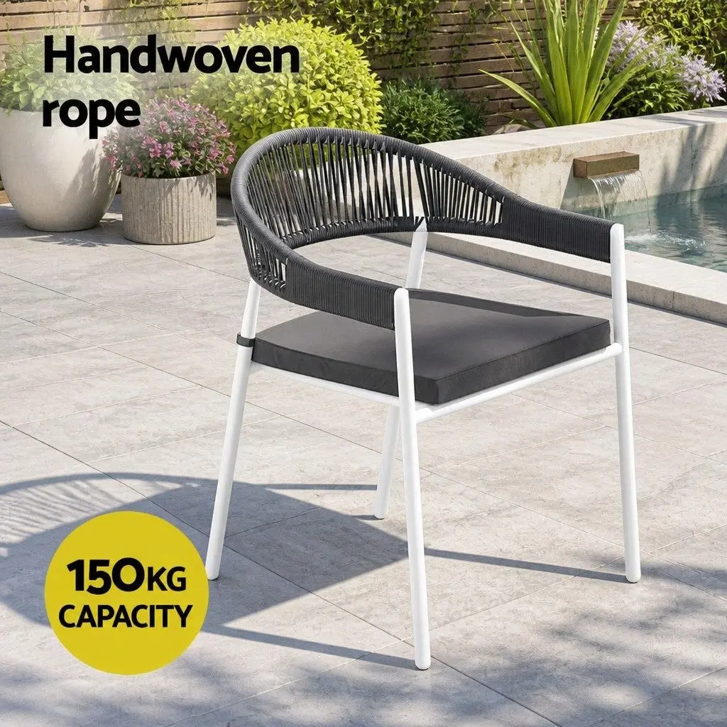 Outdoor Dining Set 9 Piece Steel Table Chairs with Cushions Grey Setting