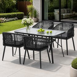 Outdoor Dining Set 5 Piece Table Chairs Garden Patio Furniture Black Bistro