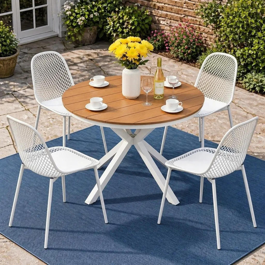 Outdoor Dining Set 5 Piece Table and Chairs Patio Garden Furniture Lattice