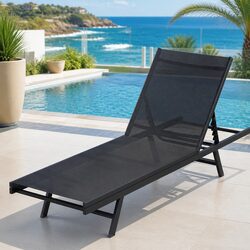 Sun Lounge Outdoor Lounger Steel Frame Beach Chair Patio Furniture Adjustable