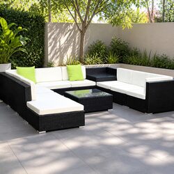 11 Piece Outdoor Wicker Sofa Set with Weather Cover