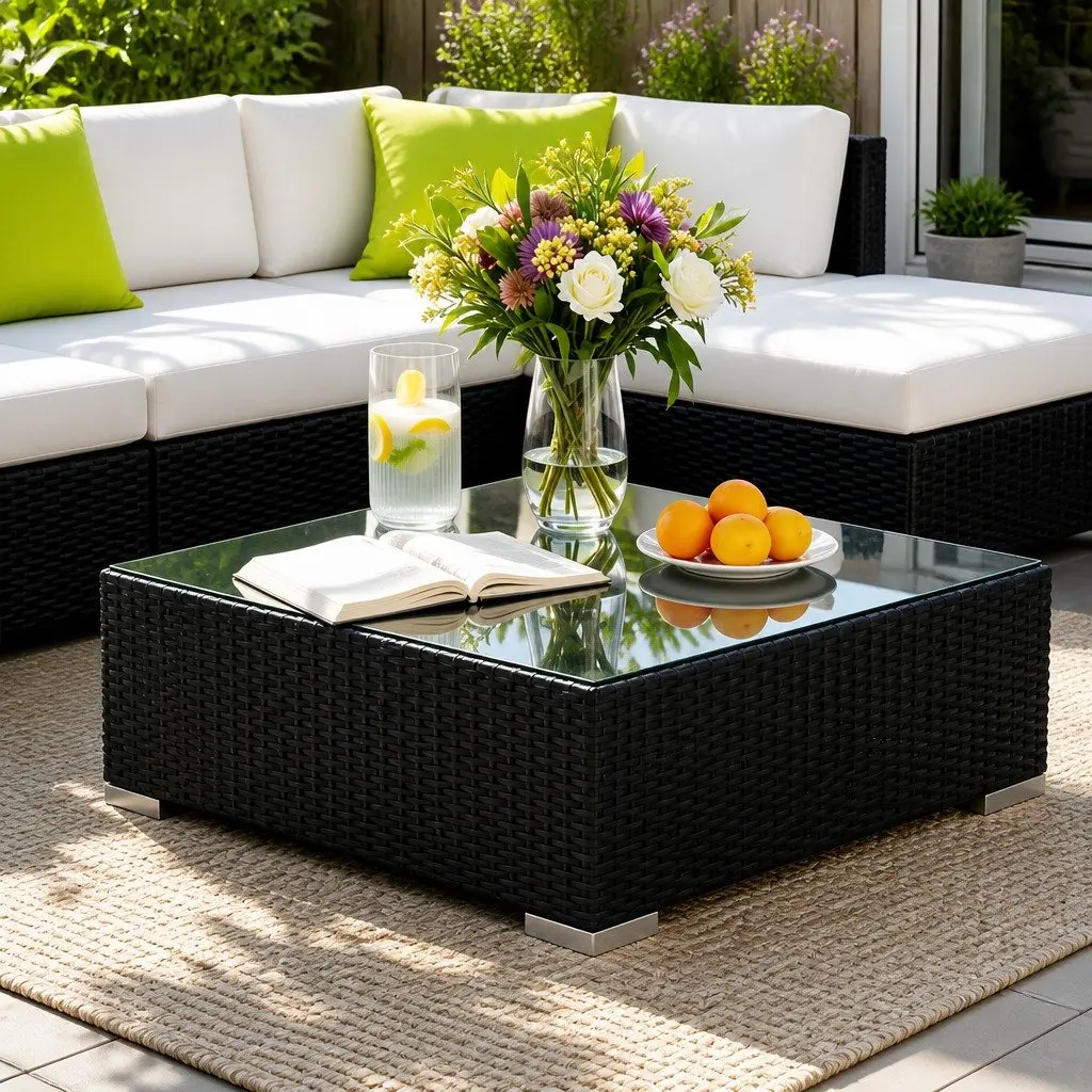 Outdoor Sofa Set 13 Piece Wicker Lounge Arm Chair Corner Table Cushions
