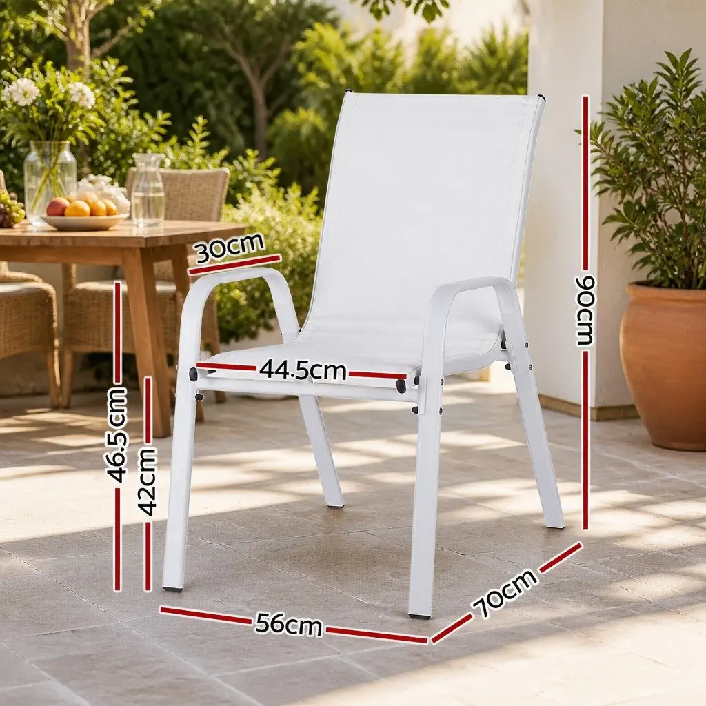 Outdoor Dining Chairs Stackable White 4 Piece Set
