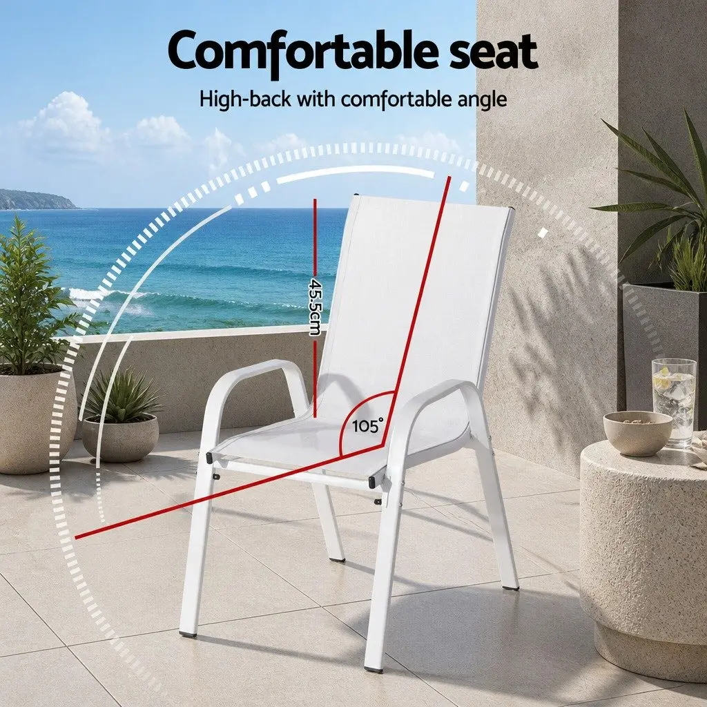 Outdoor Dining Chairs Stackable White 4 Piece Set