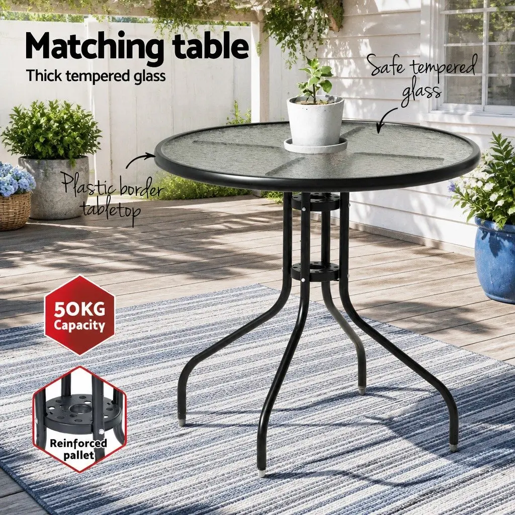 Outdoor Dining Set Table and 4 Stackable Chairs Patio Garden Bistro Furniture