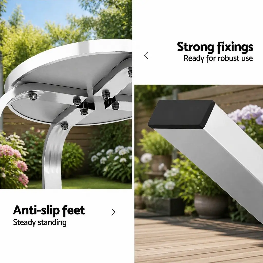 3 Piece Outdoor Bar Set Height Adjustable Bistro Table with 2 Stools Square Cafe