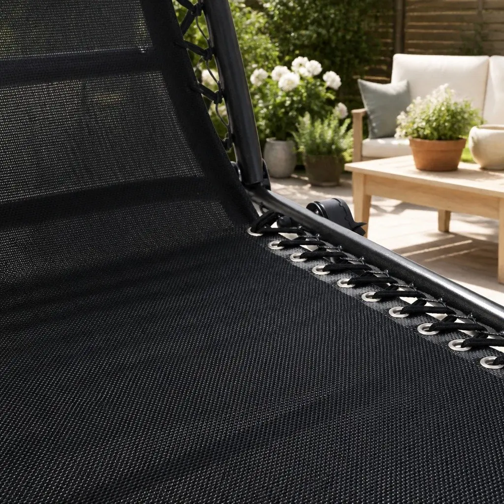 Zero Gravity Reclining Chair Adjustable Folding Outdoor Lounge Black 2 Piece