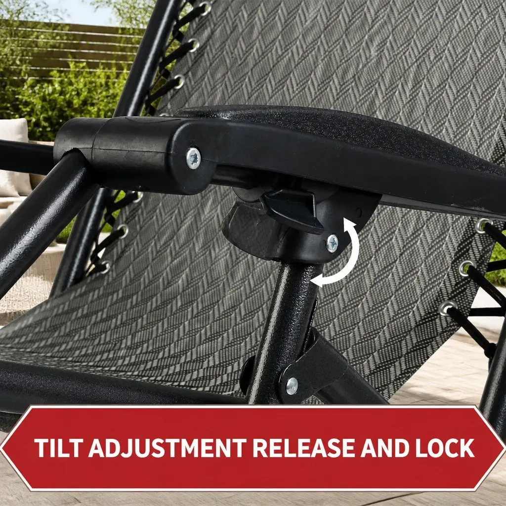 Zero Gravity Chair Adjustable Folding Outdoor Recliner 2PC Grey
