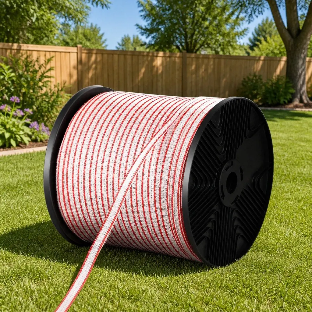 Electric Fence Poly Tape 400M Red White Livestock Fencing Wire Roll Insulator