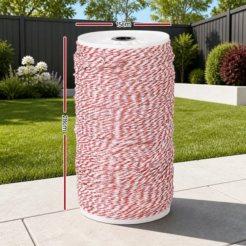 Polywire Electric Fence 1000M High Visibility Red White Durable Livestock Pet Containment Fencing Wire