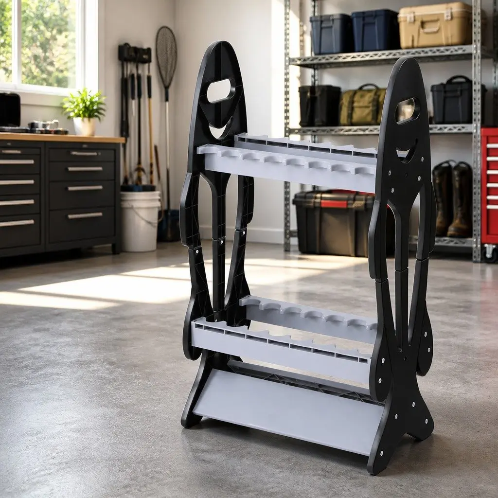 Fishing Rod Holder 16 Storage Rack Double-Sided Stand Garage Organizer Holds 8