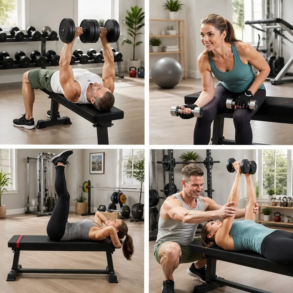 Flat Weight Bench Press Home Gym Exercise Equipment 300kg Capacity Black