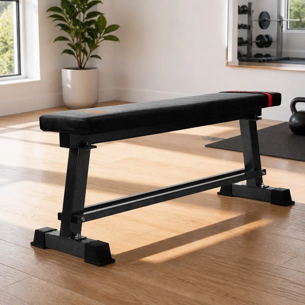 Flat Weight Bench Press Home Gym Exercise Equipment 300kg Capacity Black