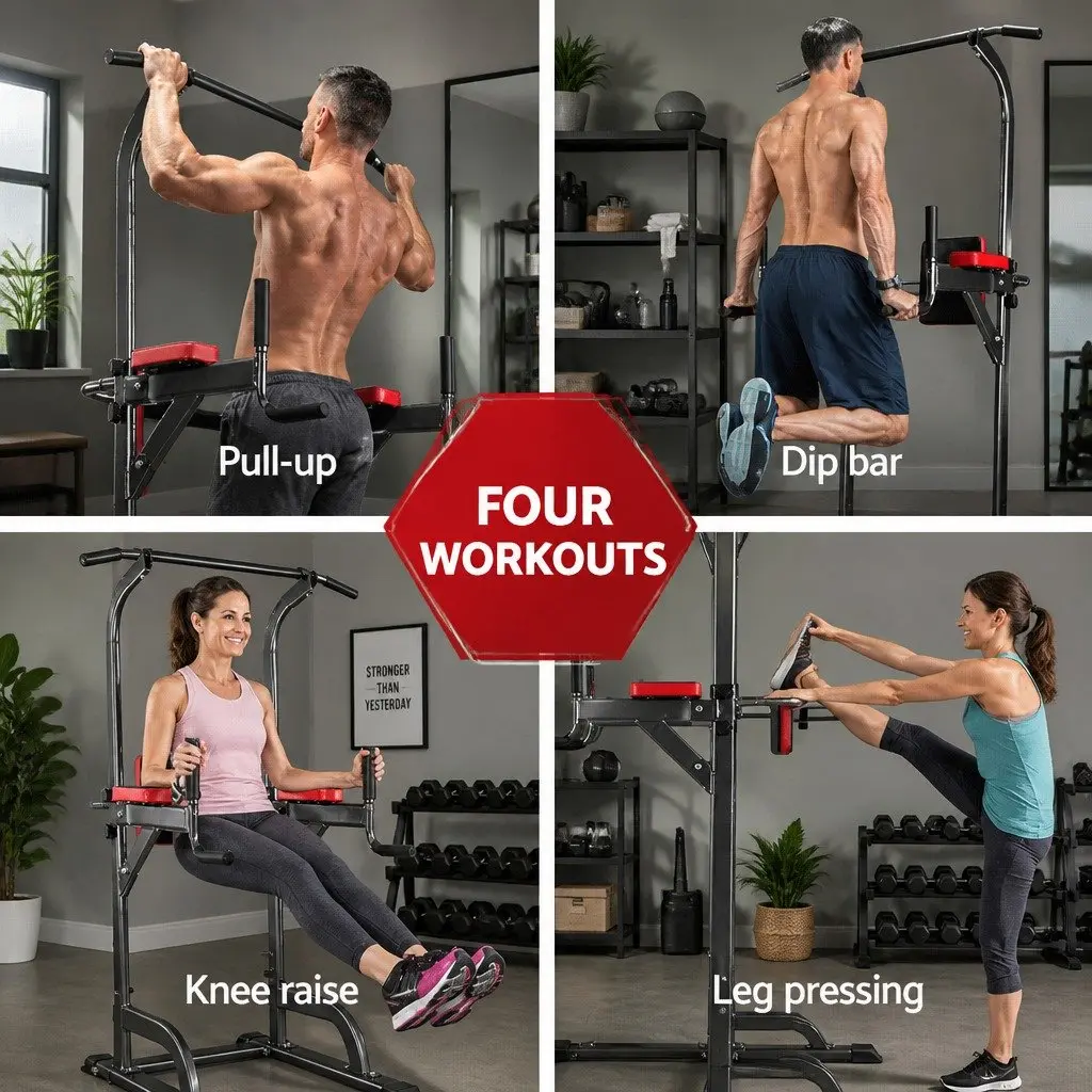 Multi-Function Home Gym Exercise Tower Chin Up Pull Up Bench Press Station 200kg