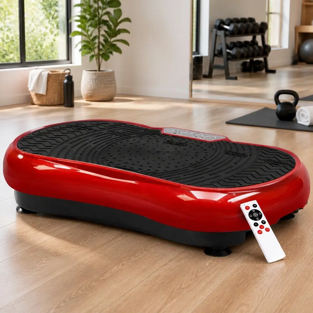 Vibration Machine Platform Home Gym Fitness Trainer Resistance Rope Maroon