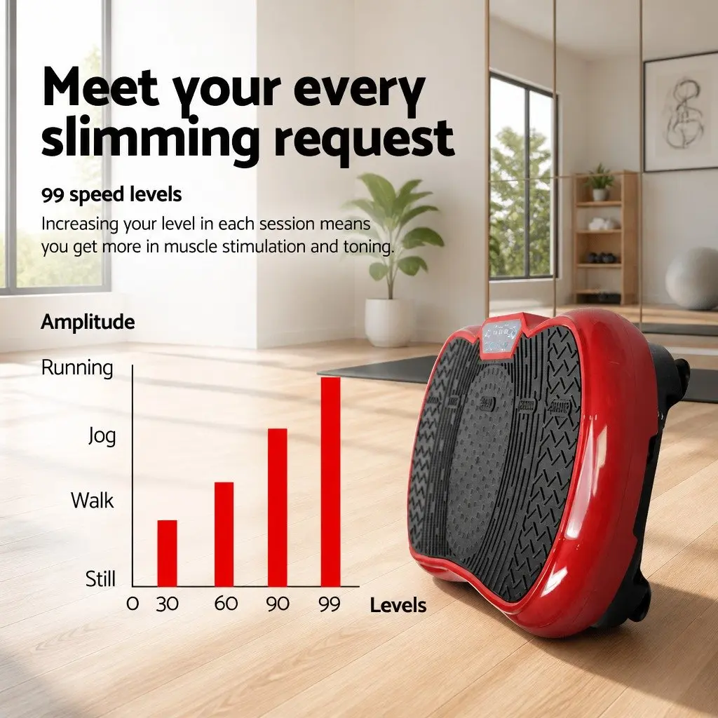 Vibration Machine Platform Home Gym Fitness Trainer Resistance Rope Maroon