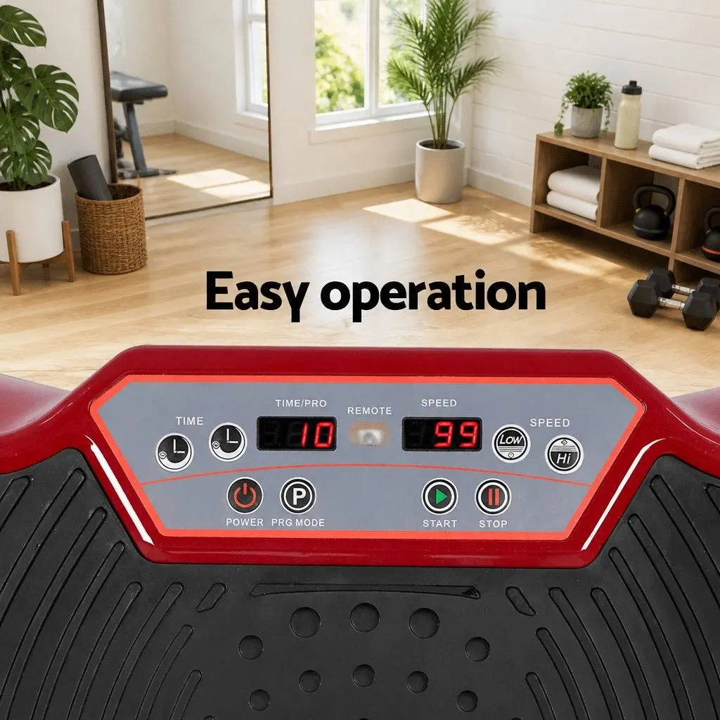 Vibration Machine Platform Home Gym Fitness Trainer Resistance Rope Maroon
