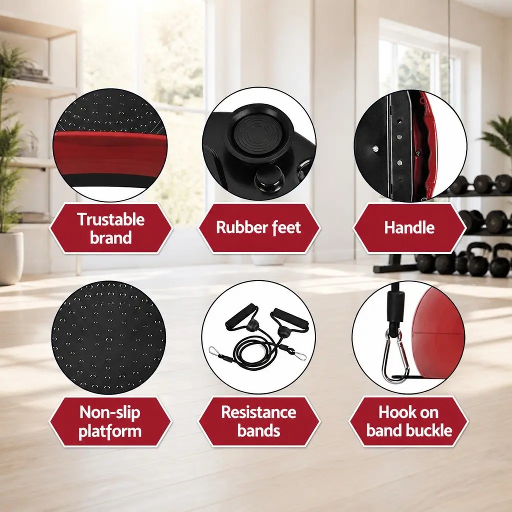 Vibration Machine Platform Home Gym Fitness Trainer Resistance Rope Maroon