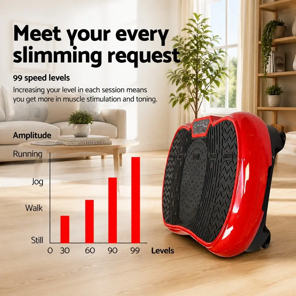 Vibration Exercise Machine Compact Home Gym Trainer with Resistance Bands 70 x 39 x 13cm