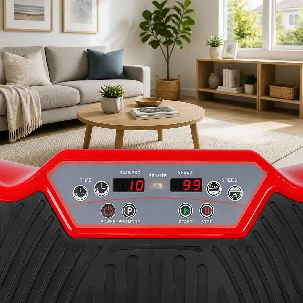 Vibration Exercise Machine Compact Home Gym Trainer with Resistance Bands 70 x 39 x 13cm