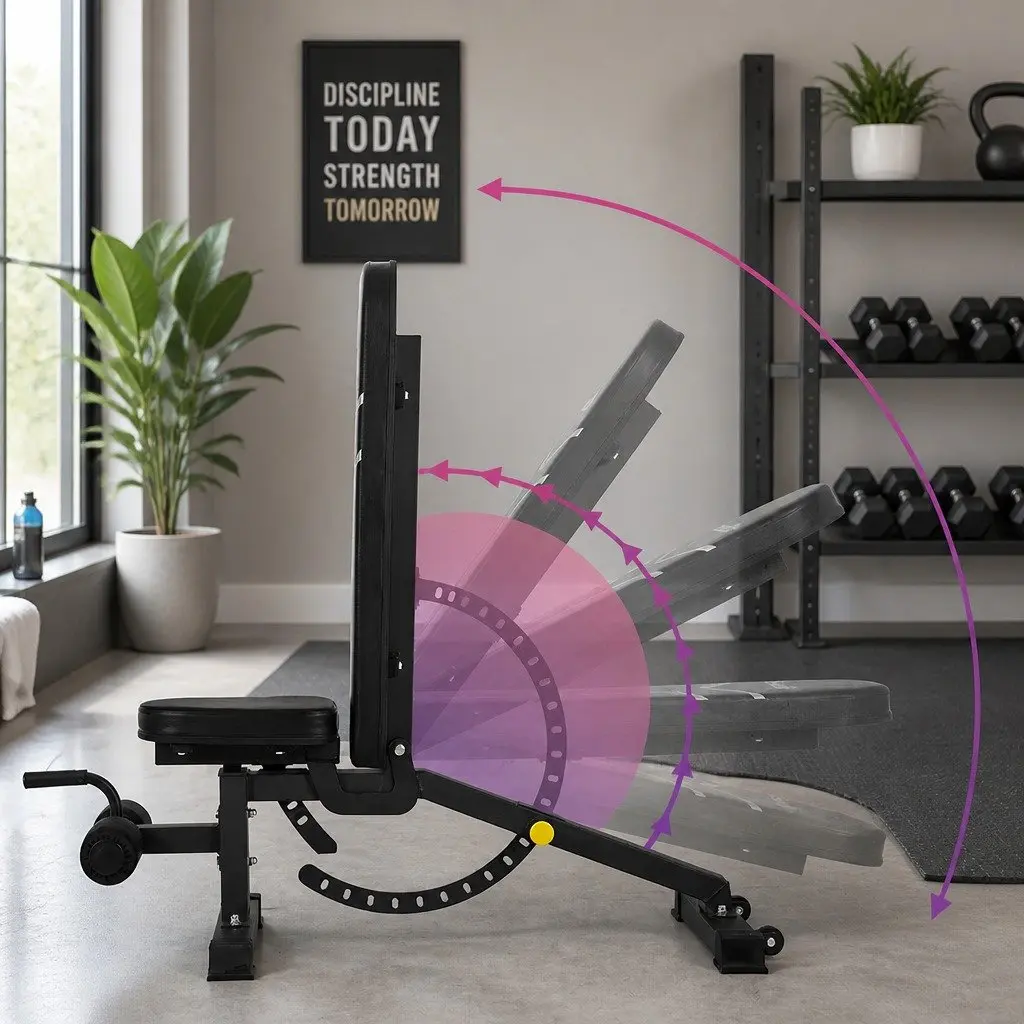 Adjustable Weight Bench FID Flat Incline Decline Steel Frame PU-Leather Foam 450kg Capacity